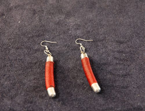 Tubular earrings red 3 inch earrings